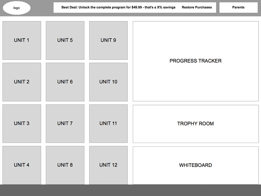 Hooked on Phonics wireframe