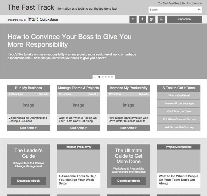 QuickBase Blog wireframe