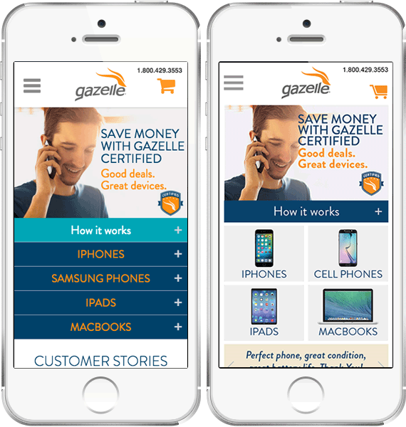 Gazelle mobile homepage redesign