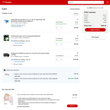 Staples - Cart and Checkout